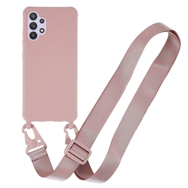 Tyndt TPU-etui med mat finish og justerbar strop til Samsung Galaxy A32 - Dyb Pink Pink