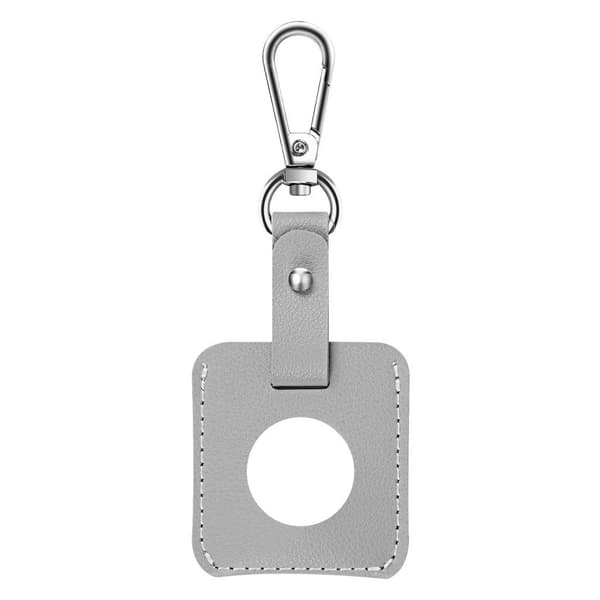 AirTags firkantet lædercover med nøglering - Grå Silver grey