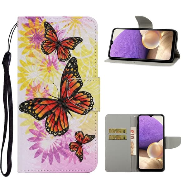 Wonderland Samsung Galaxy A32 Flippetui - Oransje Sommerfugler Multicolor