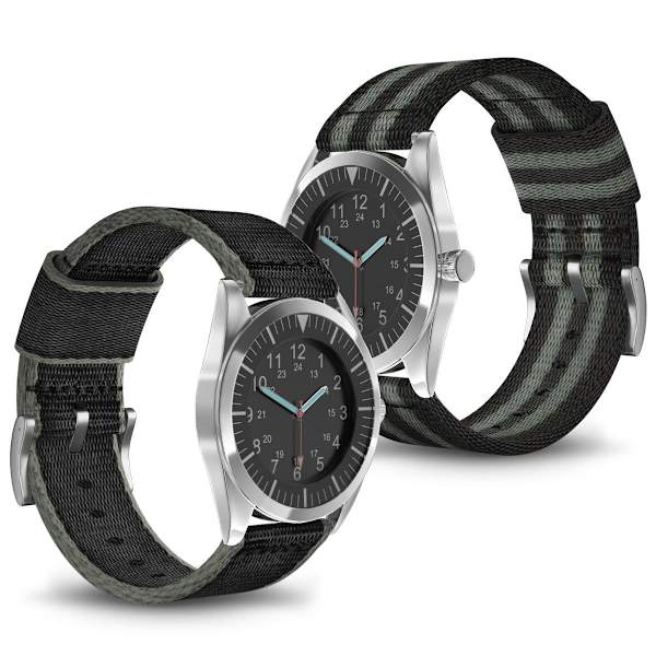 24 mm Bofink® luksus nylon-urrem - Grå Striber Silver grey