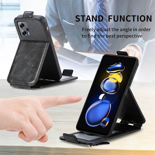 Vertical Flip Phone Etui med Zipper til Xiaomi Redmi Note 11S 5G / Poco M4 Pro 5g / Note 11t 5g - Sort Black