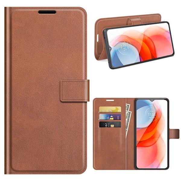 Wallet-style Læder Etui til Motorola Moto G Play (2021) - Lysebrun Brown