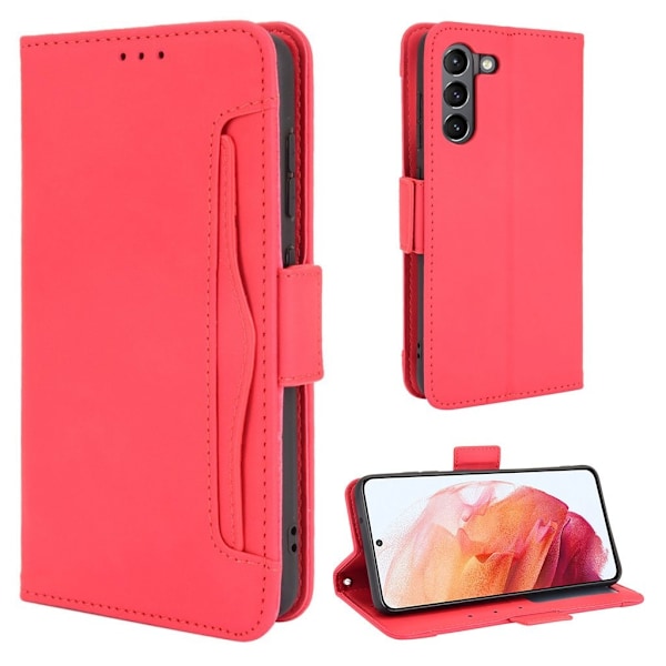 Modern-styled Læder Pung Etui til Samsung Galaxy S21 FE - Rød Red