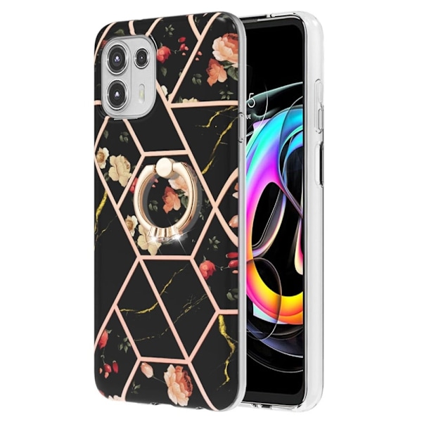 Marmormotiv Motorola Edge 20 Lite skal - Svarta Blommor Svart