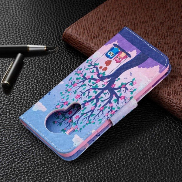 Wonderland Nokia 5.4 Flip etui - Tree and Owl Blue