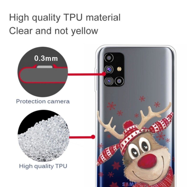 Joulu Samsung Galaxy M51 tapauksessa - Punainen Nenä Hirvi Brown