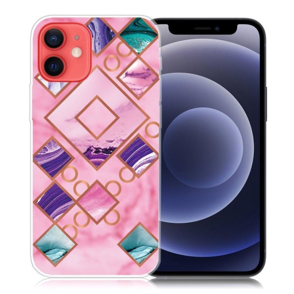 Marble iPhone 12 Mini case - Rose in Diamond shapes Pink