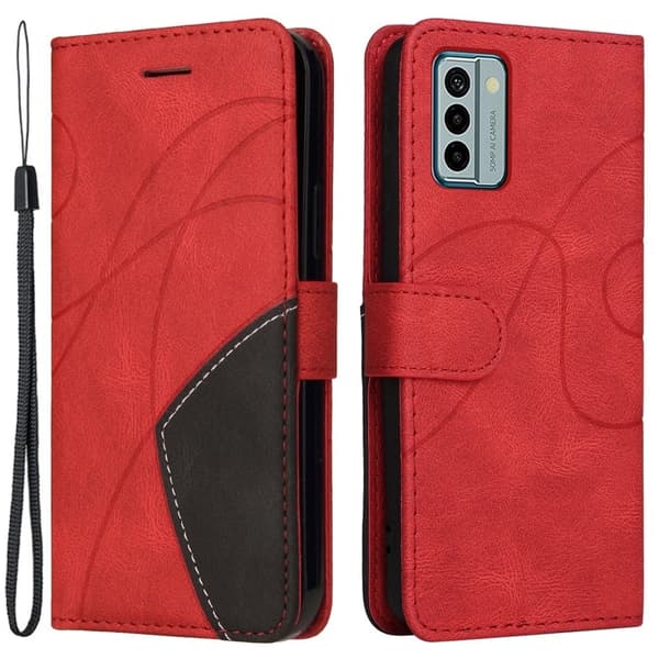Teksturoitu nahkakotelo hihnalla Nokia G22 - Punainen Red