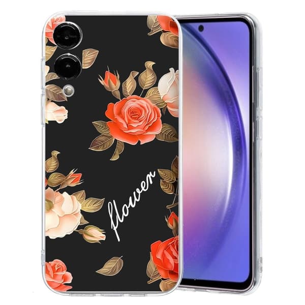 Samsung Galaxy S25 Edge Etui Blødt fleksibelt telefonbagcover Mønsteret - Sort Bundblomst Black