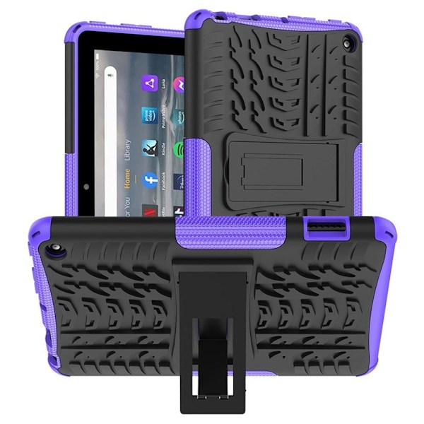 Däckmönstrat kickstand-fodral för Amazon Fire 7 (2022) - Lila Lila