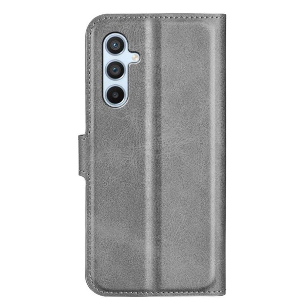 Hållbart konstläder Samsung Galaxy A54 fodral med plånbok - Silver/Grå Silvergrå