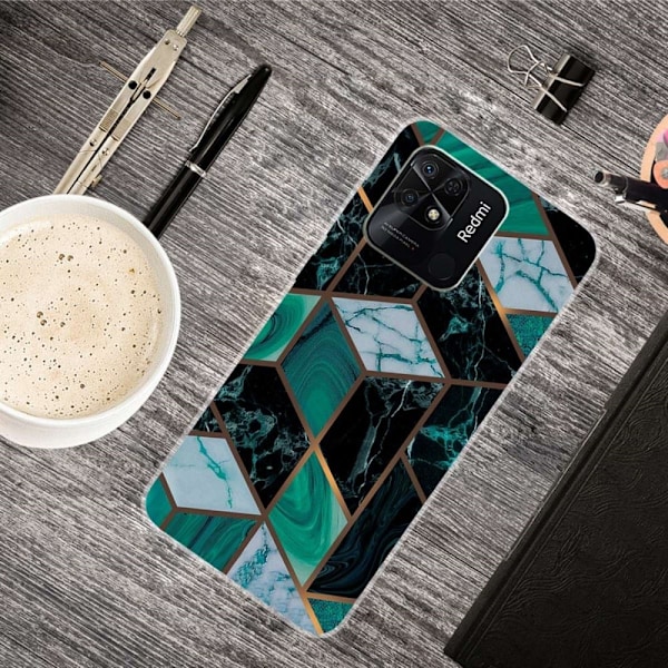 Marble Xiaomi Redmi 10C Etui - Smaragd Marmor Green