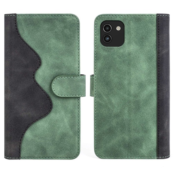 To-farvet Samsung Galaxy A03 læderetui - Grøn Green