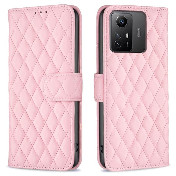 Rhombus mat Xiaomi Redmi Note 12S flip etui - Lyserød Pink