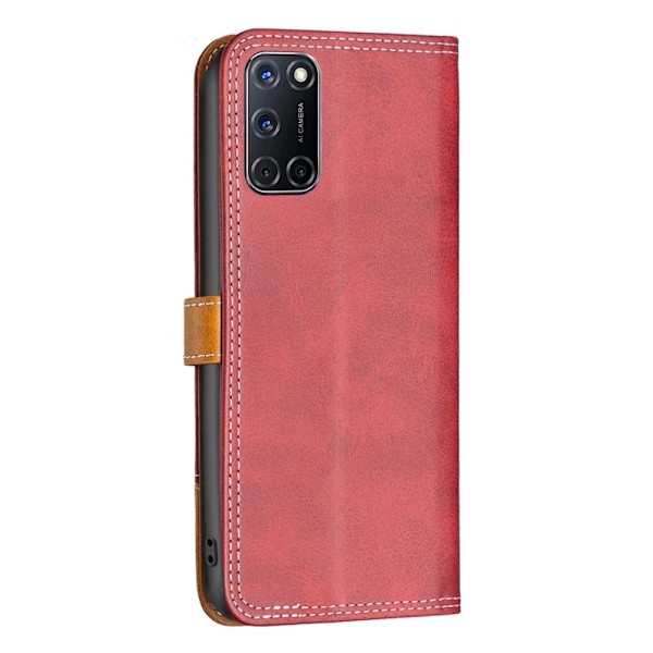 BINFEN tvåfärgat läder Oppo A92 / Oppo A72 / Oppo A52 fodral - Röd Röd