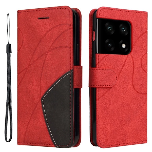 Teksturoitu nahkakotelo hihnalla OnePlus 10 Pro - Punainen Red