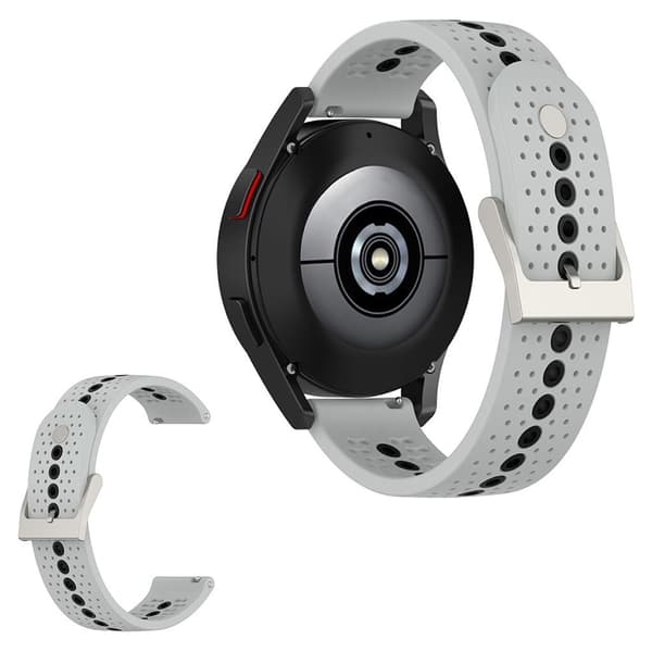 20 mm sportsurrem i silikone med to farver til Samsung-ur - Grå / Sort Silver grey