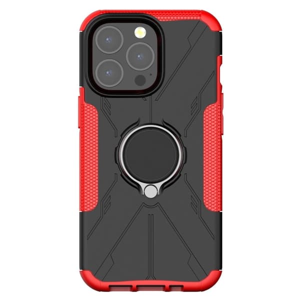 Kickstand-skydd med magnetisk platta för iPhone 13 Pro Max - Röd Röd