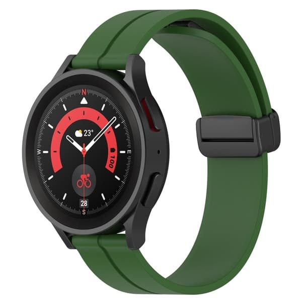 20 mm universal silikone-urrem med magnetisk foldespænde - Militærgrøn Green