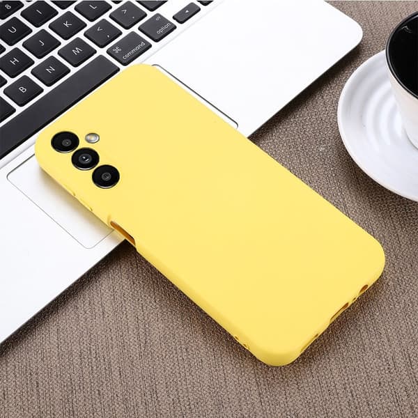 Matt flytende silikondeksel for Samsung Galaxy A14 - Gul Yellow
