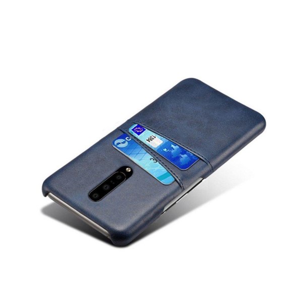 OnePlus 7 Pro double card slot leather case - Dark Blue Blå
