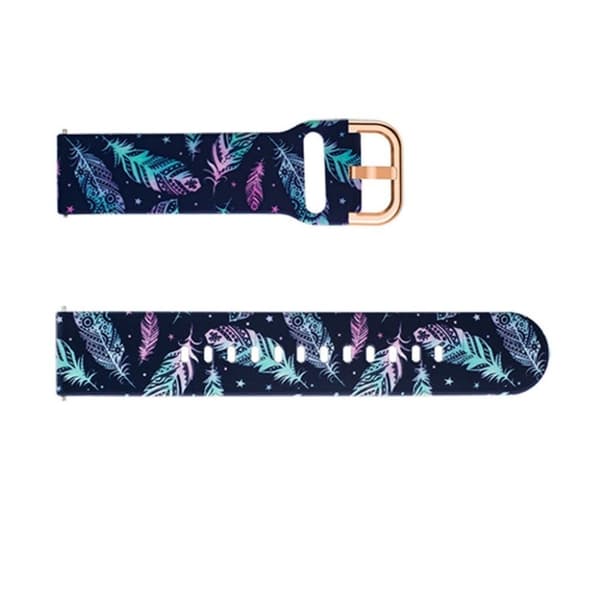 22 mm universal urrem i silikone med cool mønster - Fjer Multicolor