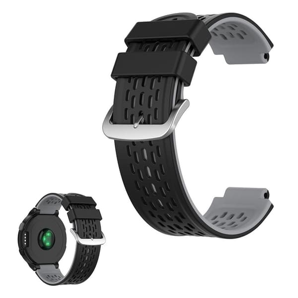 Kaksivärinen silikonikellonauha Garmin-laitteille - Musta / Harmaa Black