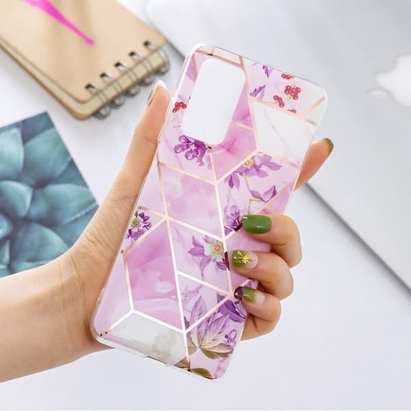 Marble Samsung Galaxy A32 Etui - Lilla Blomst Pink