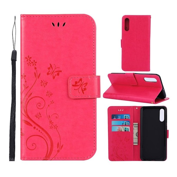Butterfly läder Samsung Galaxy A50 fodral - Rosa Rosa