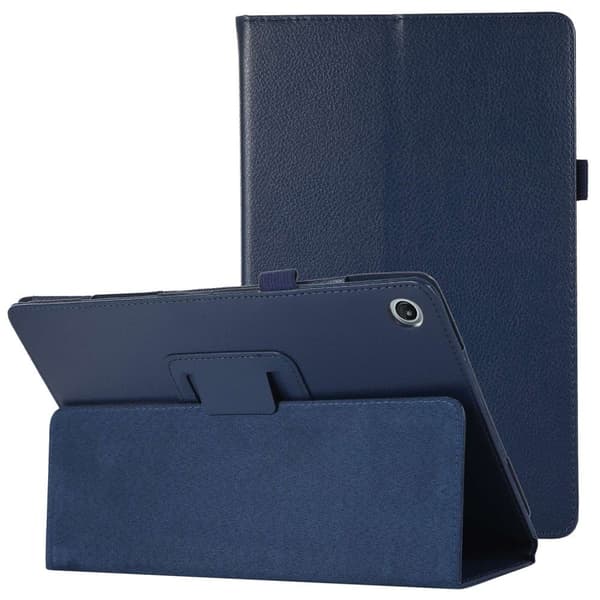 Sammenleggbart etui med Lichi-tekstur for Lenovo Tab M10 Plus (Gen 3) - Mørkeblå Blue