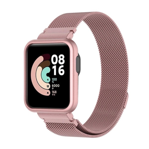 Xiaomi Redmi Watch 2 klockarmband i rostfritt stål med skydd - Rosa Ros Rosa