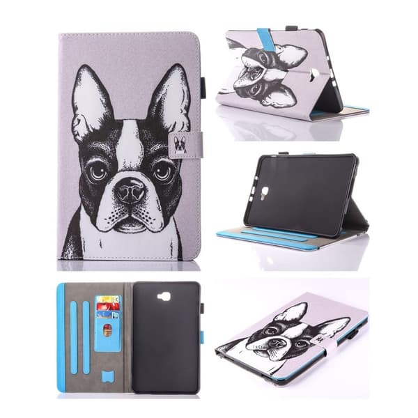 Samsung Galaxy Tab A 10.1 (2016) etui av lær /m kortholder - Hund Multicolor