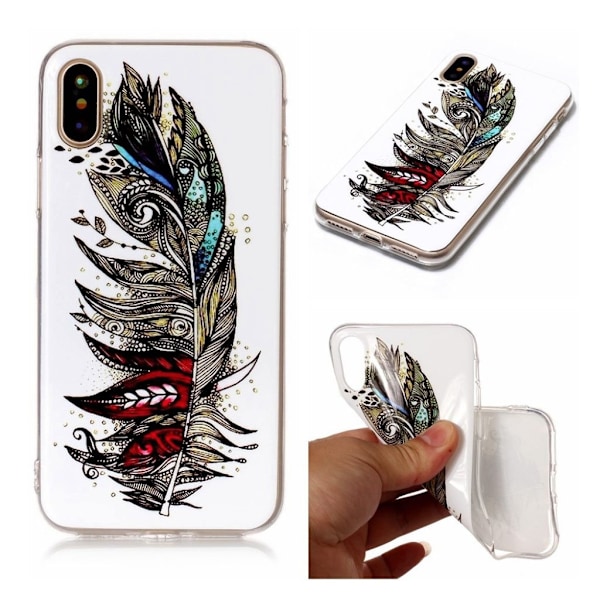 iPhone X Slimmat skal med modernt motiv - Fjäder multifärg