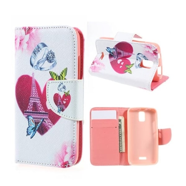 Moberg Huawei Y360 Nahkakotelo Korttitaskuilla - Sydän Ja Sormus Multicolor