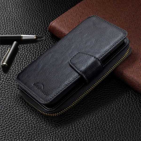 Zipper Wallet Huawei P40 Lite / Nova 6 SE kotelot - Musta Black