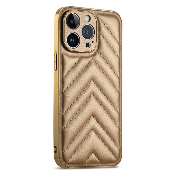 iPhone 14 Pro Max V-muotoinen muodikas suojus - Kulta Gold