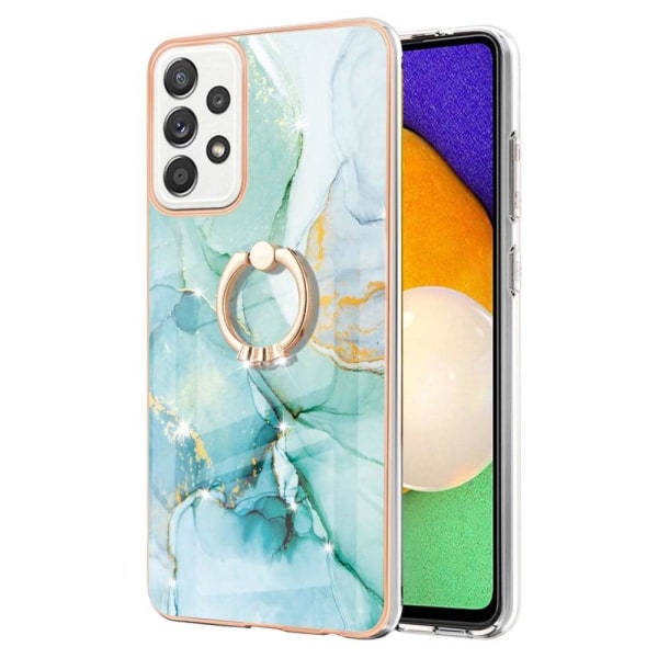 Marble Mønstret Cover med Ring Holder til Samsung Galaxy A52s 5G / A52 5g / A52 - Grøn Marmor Haze Green