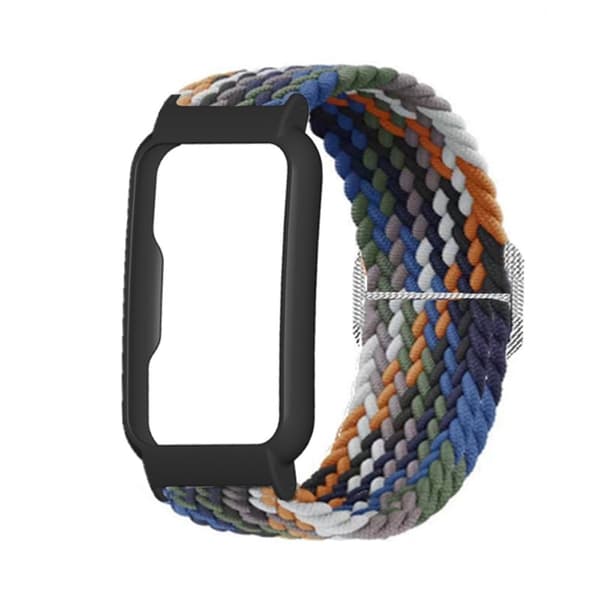 Oppo Watch Free nylon elastinen kellohihna - Farkku / Musta Multicolor