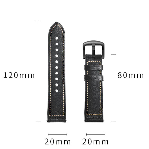 Samsung Galaxy Watch (42mm) læder Læder Urrem - Sort Black