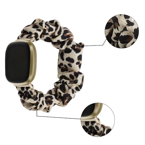 Fitbit Versa / Versa Lite elastiskt klockarmband i snyggt tyg - Gul Leopard multifärg