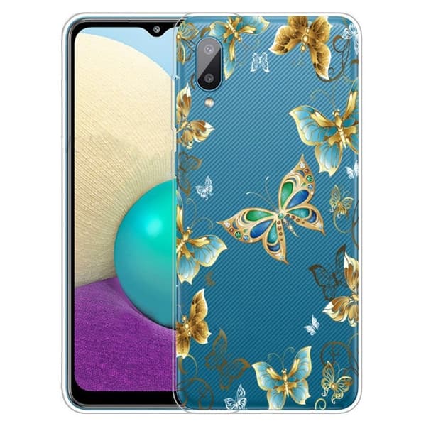 Deco Samsung Galaxy M02 / A02 Etui - Gull Sommerfugler Gold