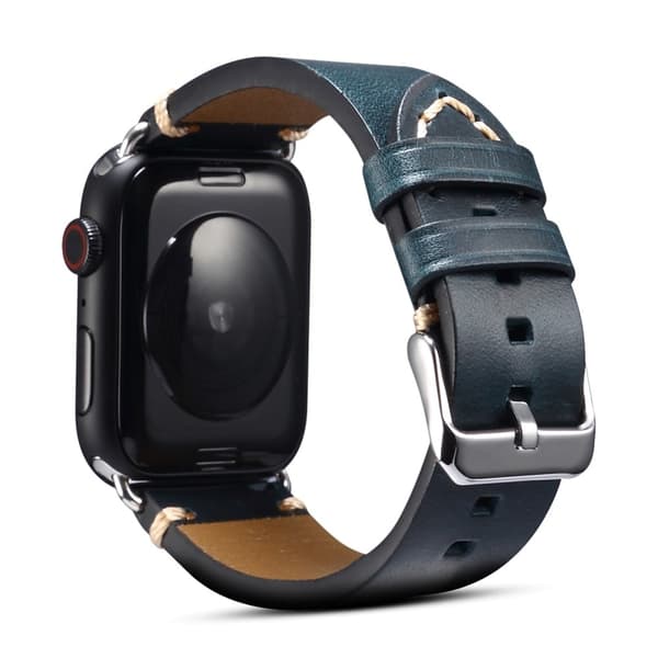 Apple Watch Series 8 (45 mm) klokkerem i okseskinn - Blå Blue