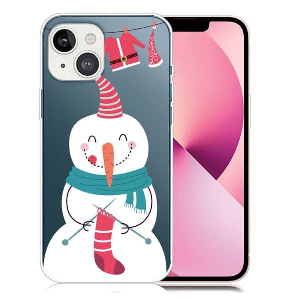 Joulu iPhone 13 Mini tapauksessa - Lumiukko Neuloo Sukkaa Multicolor