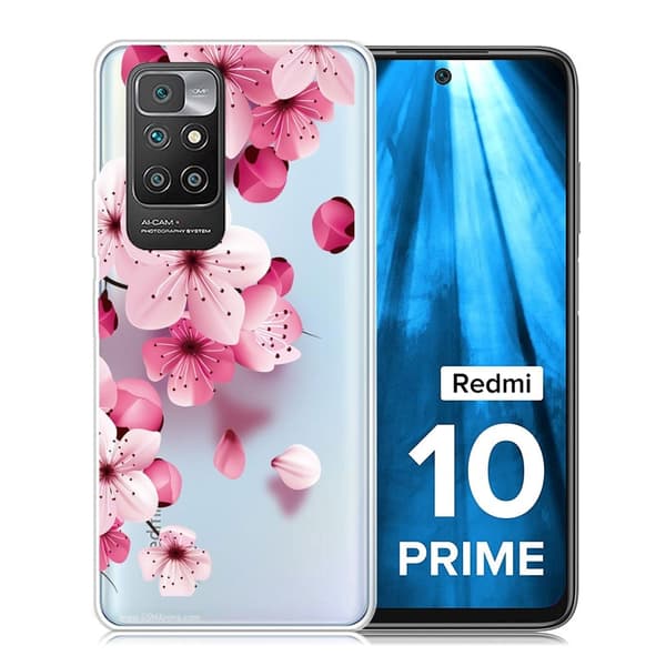 Marble Xiaomi Redmi 10 Prime / Redmi 10 Etui - Lyserød Blomst Pink