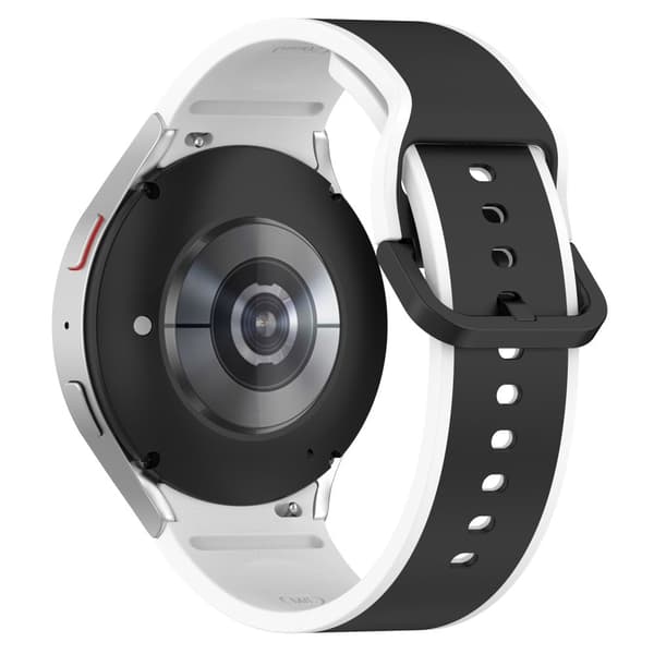 Samsung Galaxy Watch 5 / 4 dobbeltfarvet silikoneurrem - Sort / Hvid White