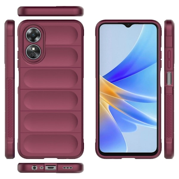 Mjukt greppformat Oppo A17 skal - Vinröd Röd