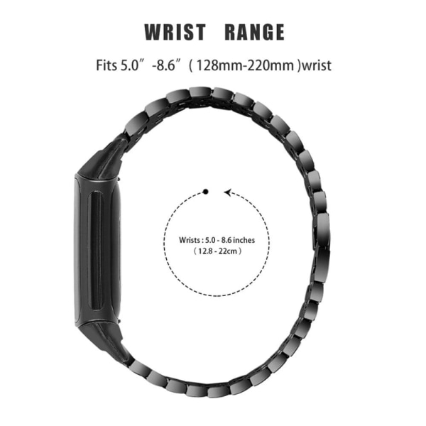 Fitbit Charge 5 urrem med tre rækker rhinsten - Sort / Hvid Black