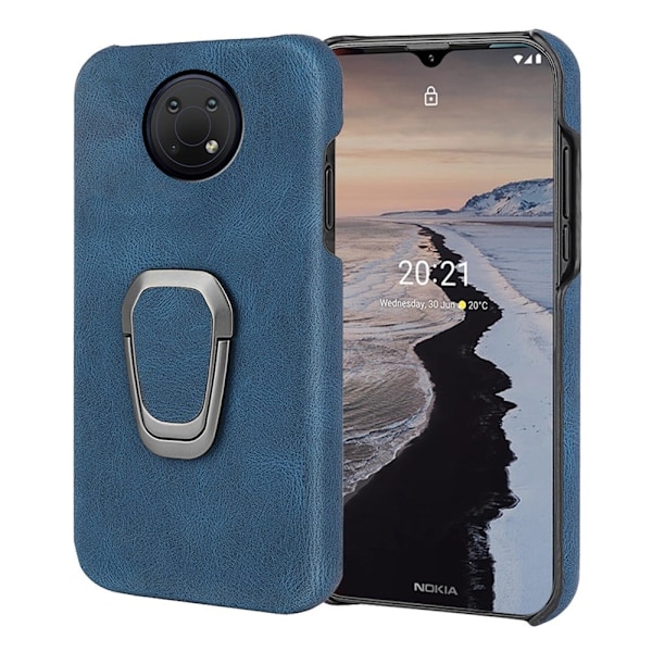 Stötsäkert läderfodral med oval kickstand för Nokia G10 - Blå Blå