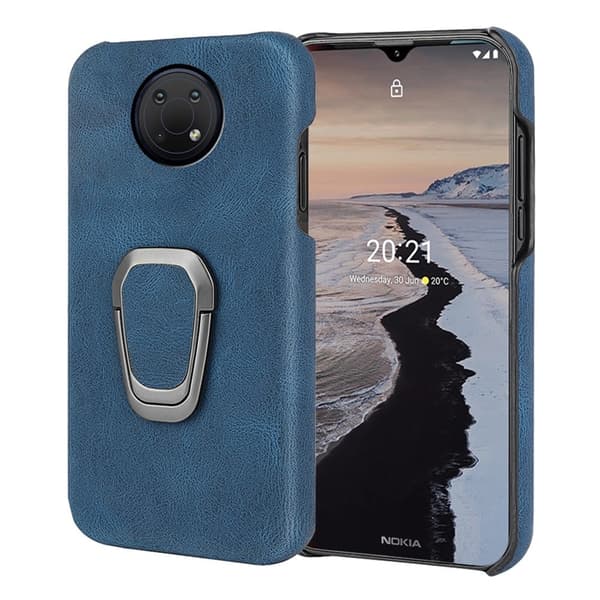 Støtsikkert skinndeksel med ovalt kickstand for Nokia G10 - Blå Blue