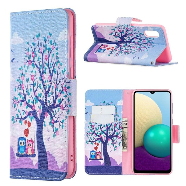 Wonderland Samsung Galaxy A02 Flip Etui - Træ og Ugler Multicolor